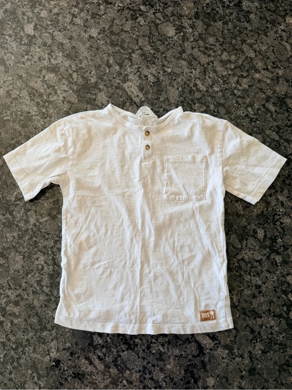 3/$15 H&M White 100% Cotton Henley Pocket Tee Size 6X/7 Summer Casual Shirt